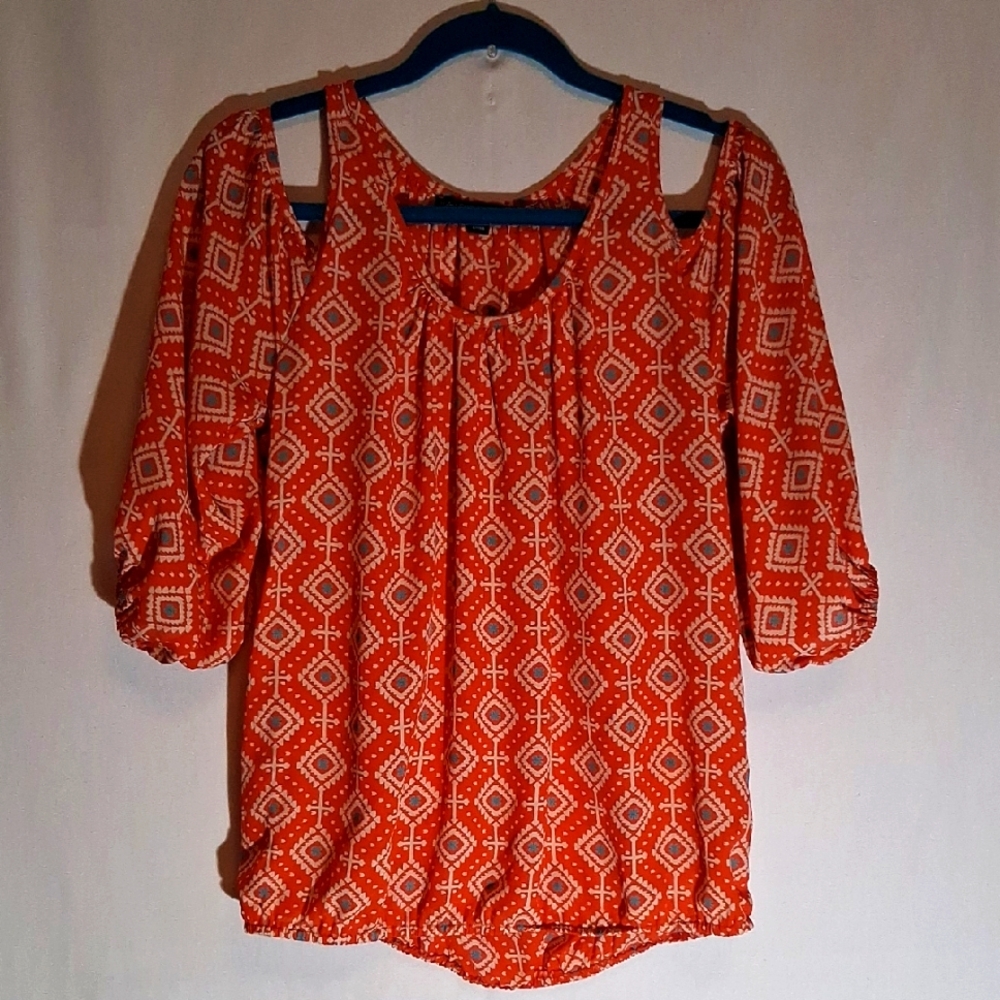 Harlowe & Graham Orange Geometric Blouse